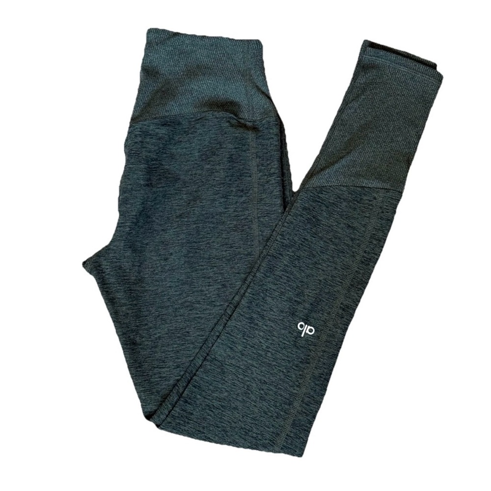 Alo Yoga, Alosoft High Waist Lounge Leggings, Heather Green -Size S Buttery Soft